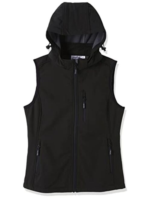 Outdoor Ventures Women's Hooded Lightweight Softshell Vest, Windproof Fleece Lined Sleeveless Jacket for Golf Running Travel