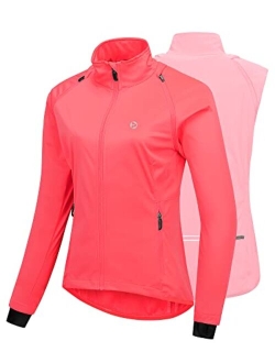 Outdoor Ventures Women's Full Zip Running Cycling Jacket Waterproof Windproof Reflective Removable Sleeves Athletic Vest