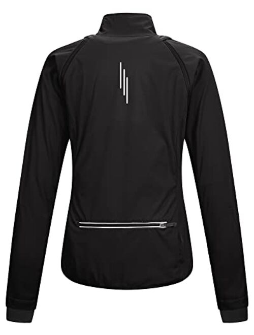 Outdoor Ventures Women's Full Zip Running Cycling Jacket Waterproof Windproof Reflective Removable Sleeves Athletic Vest