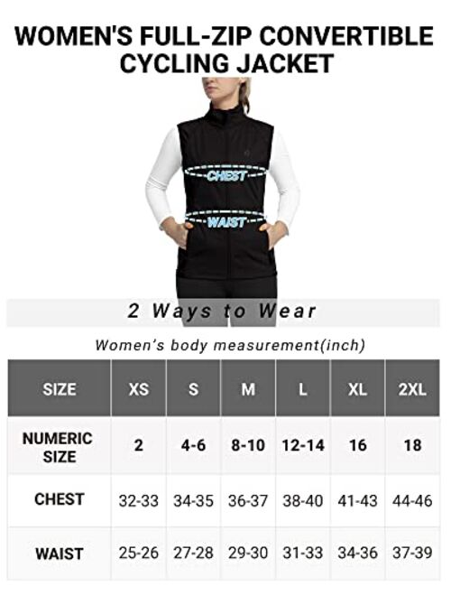 Outdoor Ventures Women's Full Zip Running Cycling Jacket Waterproof Windproof Reflective Removable Sleeves Athletic Vest