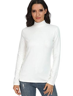 HieasyFit Women's Cotton Mock Turtleneck Long Sleeve Basic Thermal Top