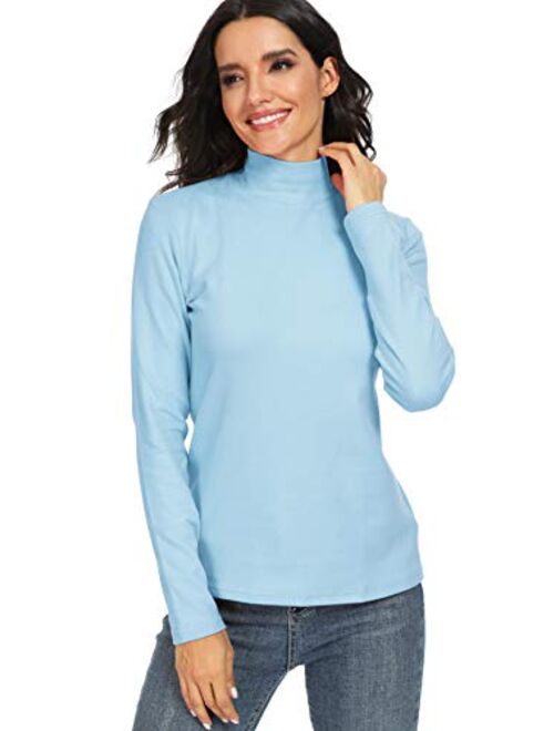 HieasyFit Women's Cotton Mock Turtleneck Long Sleeve Basic Thermal Top