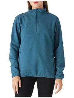 Outdoor Ventures Women's Loose Fit 1/4 Quarter Zip Soft Lightweight Polar Fleece Pullover Jacket with Zipper Pocket