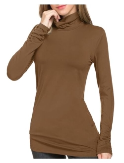 LE VONFORT Womens Mock Turtleneck Tops Long Sleeve Fleece Lined Lightweight Thermal Base Layer