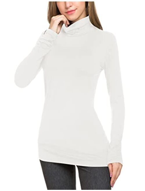 LE VONFORT Womens Mock Turtleneck Tops Long Sleeve Fleece Lined Lightweight Thermal Base Layer