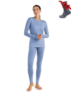 Merino.tech Merino Wool Base Layer Women Set - Midweight, Heavyweight Merino Wool Thermal Underwear For Women Top and Bottom