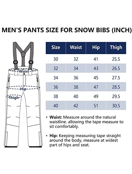 Outdoor Ventures Men's Snow Bib Waterproof Softshell Ski Pants Warm Insulated Snowboarding Pants with Detachable Bib