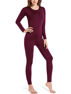 Mrignt Women's Thermal Underwear Set, Soft Polyester Fleece Lined Base Layer Long Johns Top & Bottom