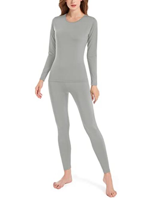 Mrignt Women's Thermal Underwear Set, Soft Polyester Fleece Lined Base Layer Long Johns Top & Bottom