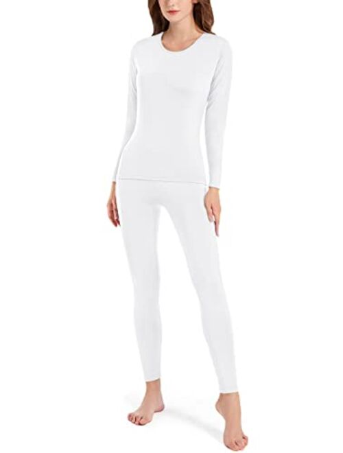 Mrignt Women's Thermal Underwear Set, Soft Polyester Fleece Lined Base Layer Long Johns Top & Bottom