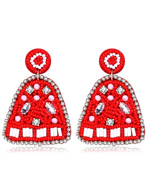 NVENF Christmas Earrings Beaded Xmas Tree Dangle Earring for Women Handmade Bead Holiday Ugly Sweater Hat Gloves Drop Earrings Festive Jewelry Gifts