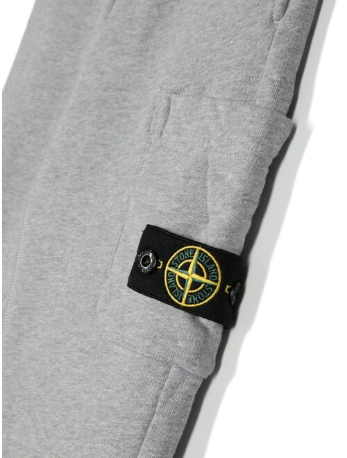 Stone Island Junior Compass-badge cotton track pants