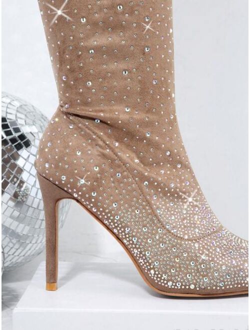 Shein Rhinestone Over-the-Knee Stiletto Boots