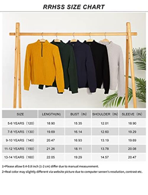 Rrhss Boys Chunky High Neck Zip Sweater Kids Ribbed Pullover Jumper Winter Knit Tops Outfits