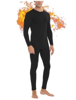 Daupanzees Men's Ultra Soft Thermal Underwear Elastic Lightweight Thin Fleece Lined Long Johns Set