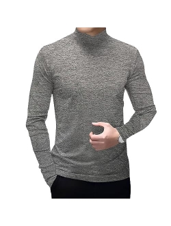 Angbater Men's Fashion Mock Turtleneck T-Shirts Long Sleeve Pullover Sweater Basic Designed Undershirt Slim Fit Top