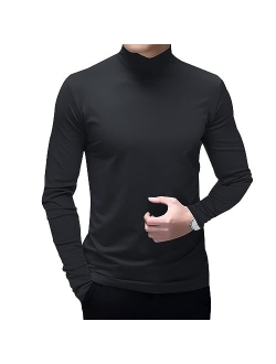 Angbater Men's Fashion Mock Turtleneck T-Shirts Long Sleeve Pullover Sweater Basic Designed Undershirt Slim Fit Top