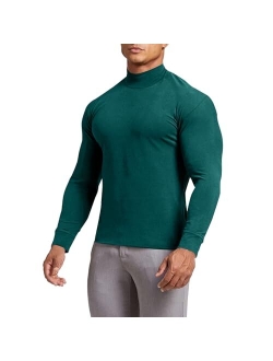 Angbater Men's Fashion Mock Turtleneck T-Shirts Long Sleeve Pullover Sweater Basic Designed Undershirt Slim Fit Top