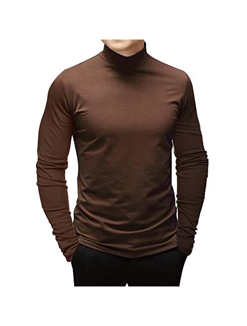 Angbater Men's Fashion Mock Turtleneck T-Shirts Long Sleeve Pullover Sweater Basic Designed Undershirt Slim Fit Top