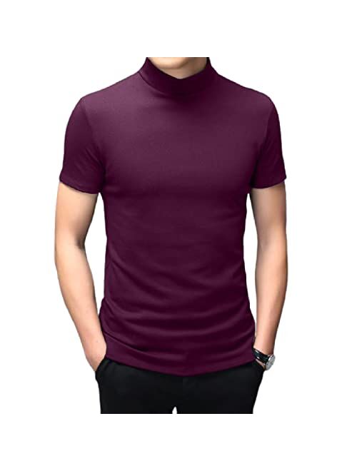 Angbater Men's Fashion Mock Turtleneck T-Shirts Long Sleeve Pullover Sweater Basic Designed Undershirt Slim Fit Top