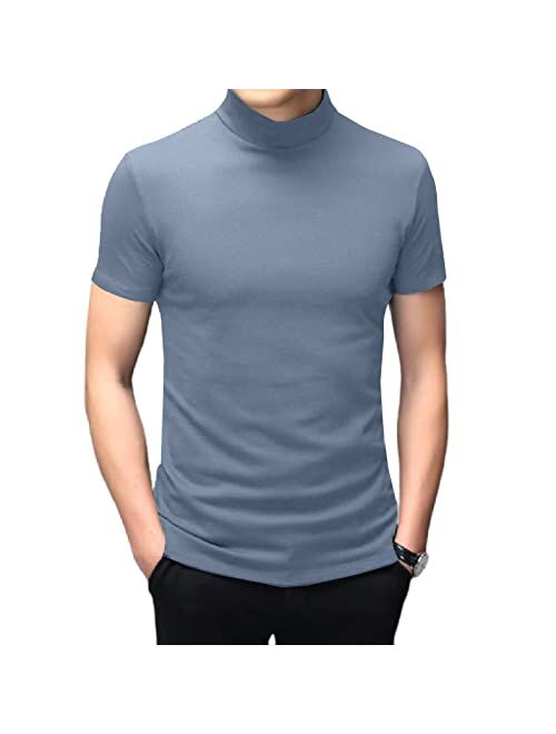 Angbater Men's Fashion Mock Turtleneck T-Shirts Long Sleeve Pullover Sweater Basic Designed Undershirt Slim Fit Top