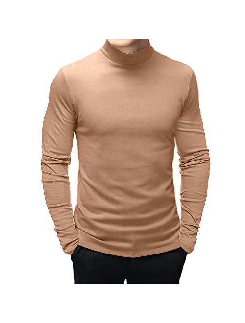 Angbater Men's Fashion Mock Turtleneck T-Shirts Long Sleeve Pullover Sweater Basic Designed Undershirt Slim Fit Top