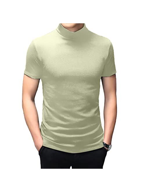 Angbater Men's Fashion Mock Turtleneck T-Shirts Long Sleeve Pullover Sweater Basic Designed Undershirt Slim Fit Top