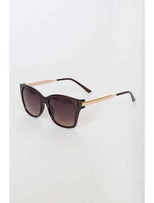 Lulus Got the Look Black Square Sunglasses