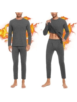 SIMIYA 2 Pack Mens Thermal Underwear Sets Long Johns Fleece Lined Sleeve Base Layer Top Bottom