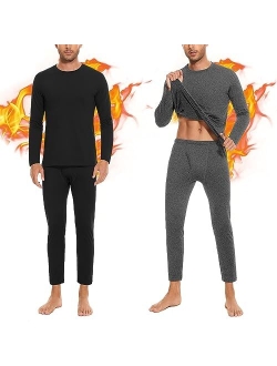 SIMIYA 2 Pack Mens Thermal Underwear Sets Long Johns Fleece Lined Sleeve Base Layer Top Bottom