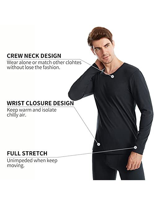 Fomolom Mens Thermal Underwear Set Winter Base Layer Top & Bottom Ultra Soft Long Johns Pant Sets