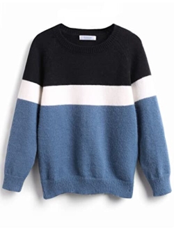 Kids Boys Long Sleeve Sweater Knit Crewneck Pullover Striped Sweater Sweatshirts