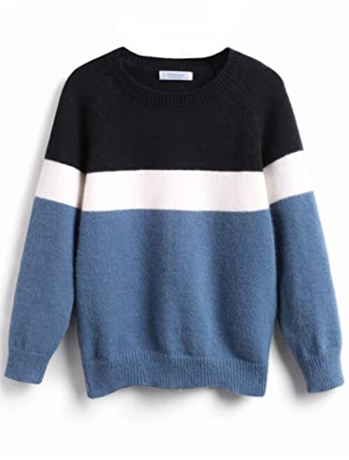 Arshiner Kids Boys Long Sleeve Sweater Knit Crewneck Pullover Striped Sweater Sweatshirts