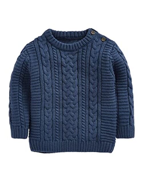 Fommykin Toddler Crew Neck Sweater Little Kids Long Sleeve Knitted Pullover Sweater Tops with Button Clouser for Boys Girls