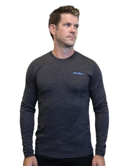 Woolove100% Merino Wool Base Layer - Men's Long Sleeve Crew Neck Shirt 190g - Midweight, Odor Resistant, Thermal