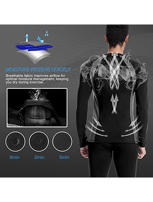 MEETWEE Thermal Shirts for Men, Long Sleeve Fleece Lined Base Layer Cold Weather Winter Warm Compression Tops Skiing Running