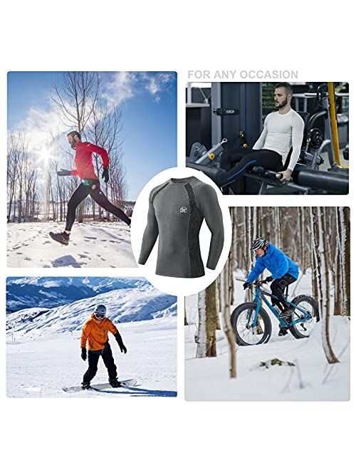 MEETWEE Thermal Shirts for Men, Long Sleeve Fleece Lined Base Layer Cold Weather Winter Warm Compression Tops Skiing Running