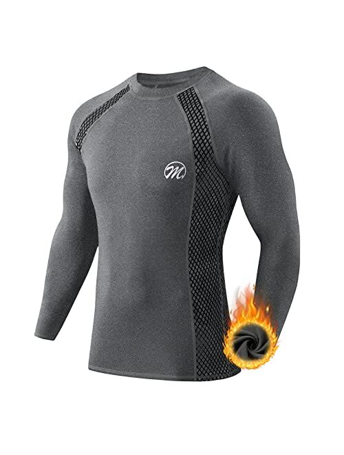 MEETWEE Thermal Shirts for Men, Long Sleeve Fleece Lined Base Layer Cold Weather Winter Warm Compression Tops Skiing Running