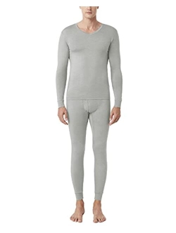 Mens Thermal Underwear Set, Heat Generation Long Johns Set, V-Neck & Crew Neck Base Layer Top & Bottom M66/M76