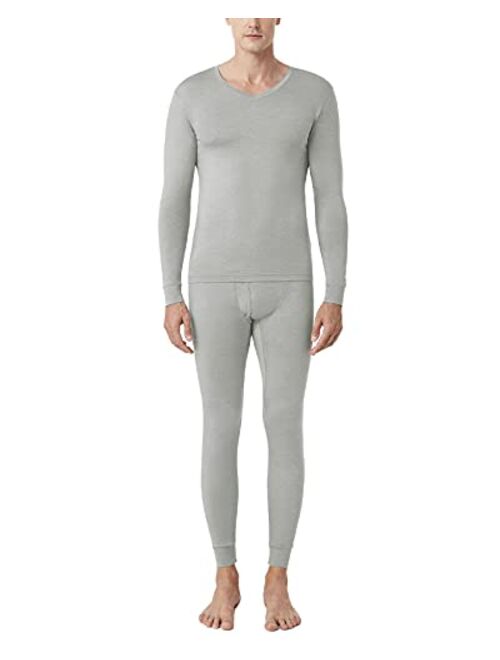 LAPASA Mens Thermal Underwear Set, Heat Generation Long Johns Set, V-Neck & Crew Neck Base Layer Top & Bottom M66/M76