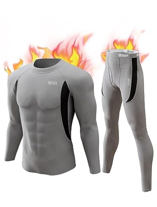 CL convallaria Mens Thermal Underwear Set with Fly, Long Johns Base Layer Winter Hunting Gear Sport Top and Bottom XS-4XL