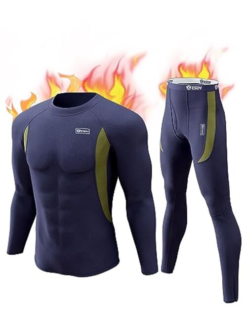 CL convallaria Mens Thermal Underwear Set with Fly, Long Johns Base Layer Winter Hunting Gear Sport Top and Bottom XS-4XL