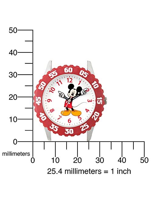 Disney Mickey Mouse Kids' Bezel Stainless Steel Time Teacher Analog Nylon Strap Watch