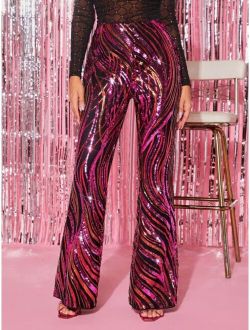 BAE High Waist Sequin Flare Leg Pants