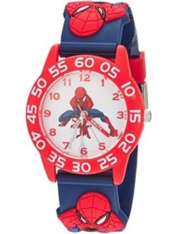 Disney Marvel Spider-Man Kids' Plastic Time Teacher Analog Quartz 3D Strap Watch