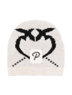 Kids intarsia-knit logo beanie