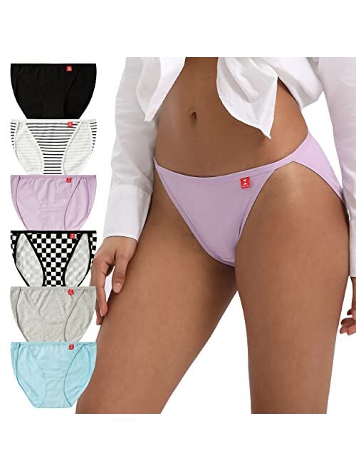 INNERSY Women's High Cut String Bikini Panties Stretchy Sexy Cotton Underwear 6-Pack