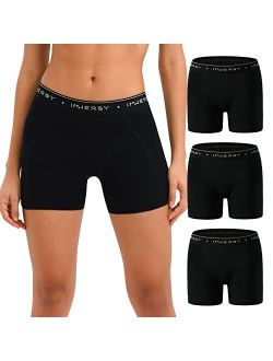 Women's 4" Inseam Boxers Briefs Cotton Boyshorts Underwear Ladies Panties 3-Pack