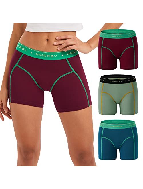 INNERSY Women's 4" Inseam Boxers Briefs Cotton Boyshorts Underwear Ladies Panties 3-Pack