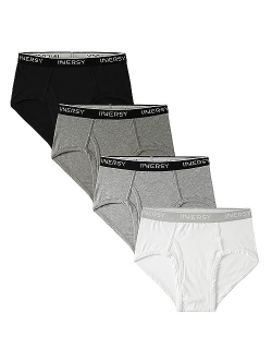 Men's Cotton Underwear Classic Full Rise Briefs Open Fly Underwear 4-Pack